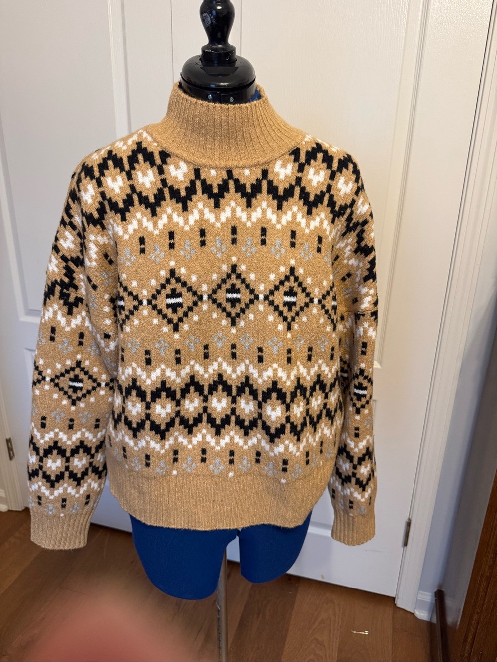 LOFT Camel Fair Isle Turtleneck Sweater